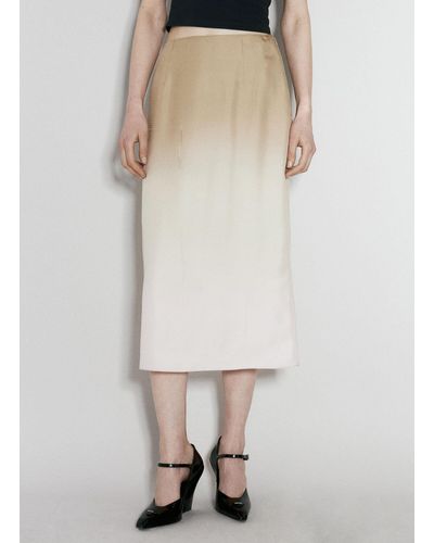 Prada Ombre Silk Midi Skirt - Natural