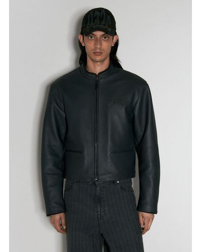 032c Attrition Leather Jacket - Grey