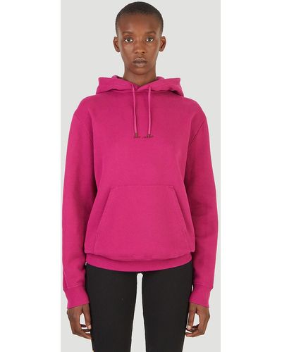 Saint Laurent Embroidered Logo Hooded Sweatshirt - Pink