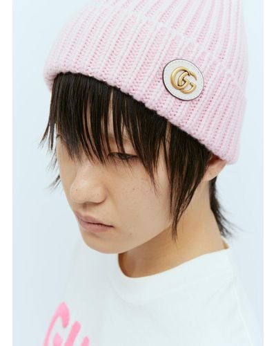 Gucci Wool Cashmere Beanie Hat - Pink