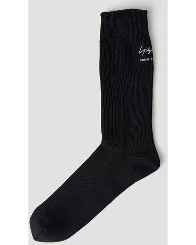 Yohji Yamamoto Logo Patch Military Socks - Black