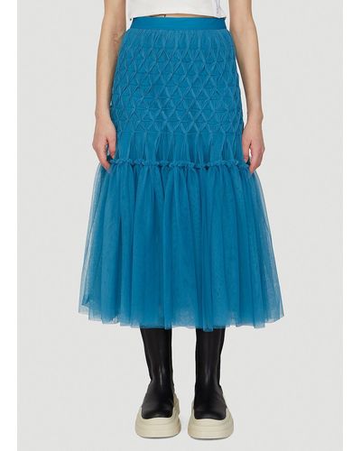 ROKH Smocked Tulle Skirt - Blue