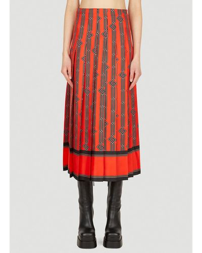 Gucci G Chain Pleated Skirt - Red