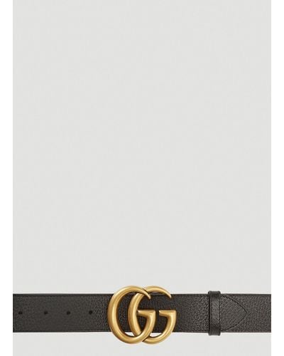 Gucci Gg Grained-leather Belt - White