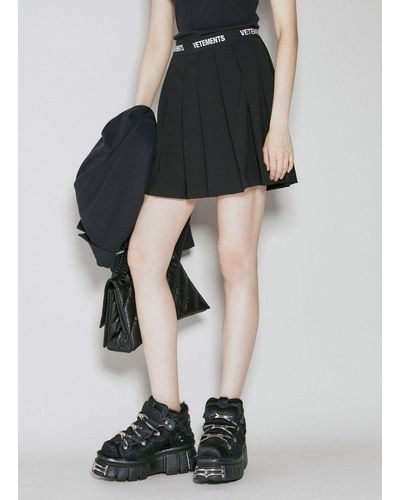 Vetements Logo Print School Girl Skirt - Black