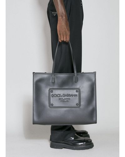 Dolce & Gabbana Embossed Logo Tote Bag - Grey