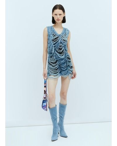 DIESEL M-bianca Laddered Knit Dress - Blue