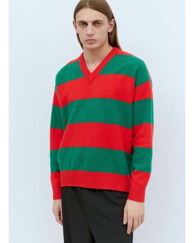 Gucci Felted Wool Striped Sweater - White