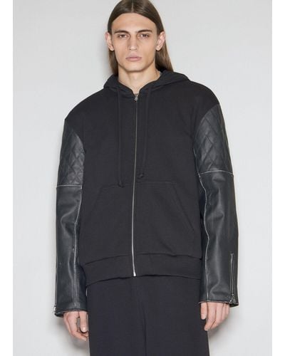MM6 by Maison Martin Margiela Leather Sports Jacket - Grey