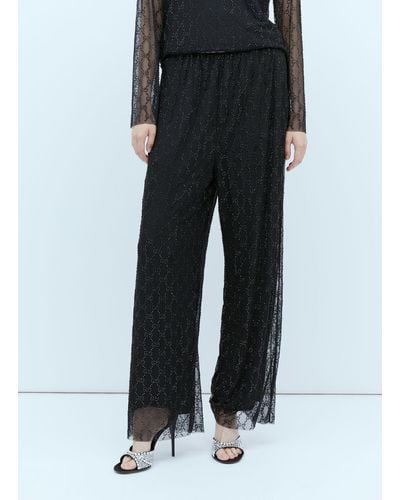 Gucci Tulle Interlocking Gg Crystal Trousers - Black