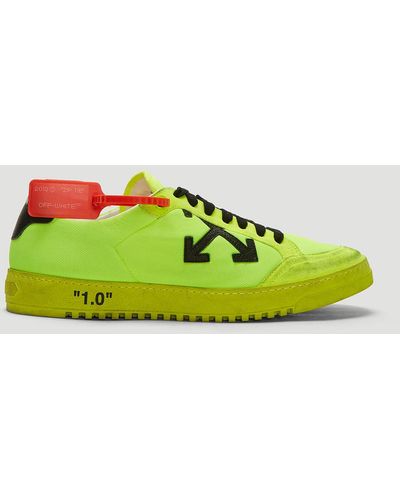 Off-White c/o Virgil Abloh Low Vulcanized Fluorescent Leather Sneakers - Yellow