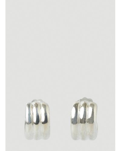 AGMES Triple Ridge Mini Hoop Earrings - Metallic
