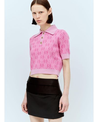 Gucci Gg Wool Jacquard Knit Top - Pink