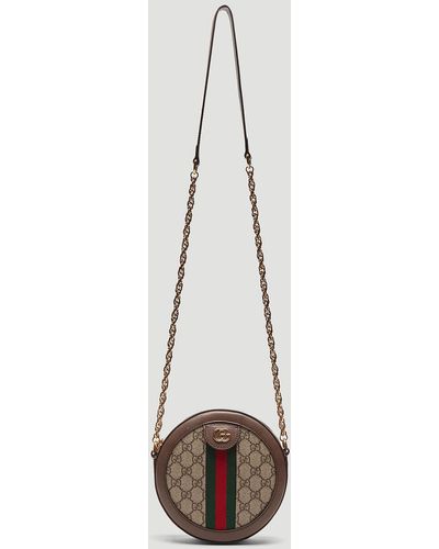 Gucci Ophidia Mini Gg Round Shoulder Bag - Brown