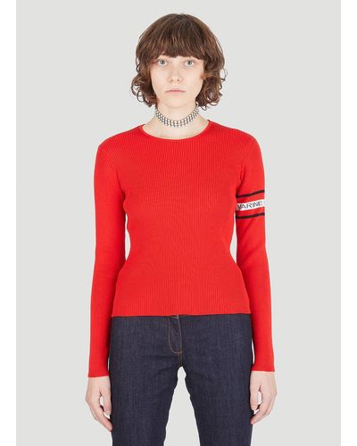 Marine Serre Open-back Ribbed Sweater - Red