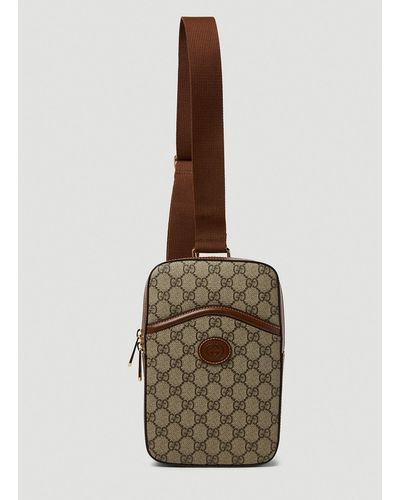 Gucci GG Supreme Sling Crossbody Bag - Brown