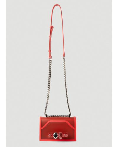 Alexander McQueen Jeweled Satchel Transparent Shoulder Bag - Red