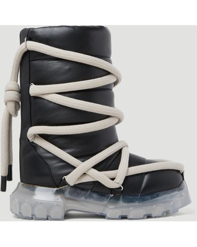 Rick Owens Lunar Tractor Padded Leather Boots - Black