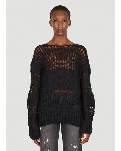 TheOpen Product Irregular Net Sweater - Black