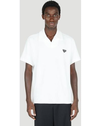 Prada Terry-cloth Logo Patch Polo Shirt - White
