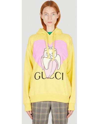Gucci Banana Cat Hooded Sweatshirt - Yellow