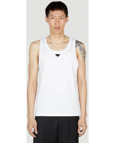 Prada Logo Plaque Tank Top - White