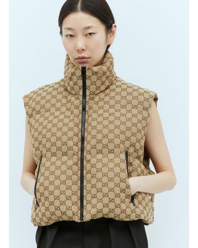 Gucci Gg Canvas Padded Gilet - Natural