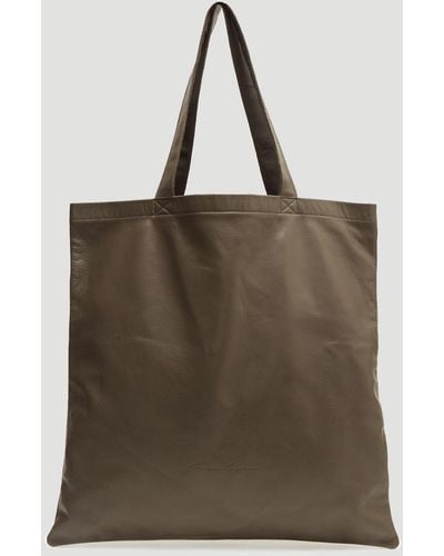 Rick Owens Large Signature Leather Tote Bag In Grey