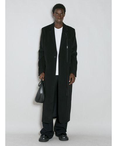 Ann Demeulemeester Straight Wool Tailored Coat - Black