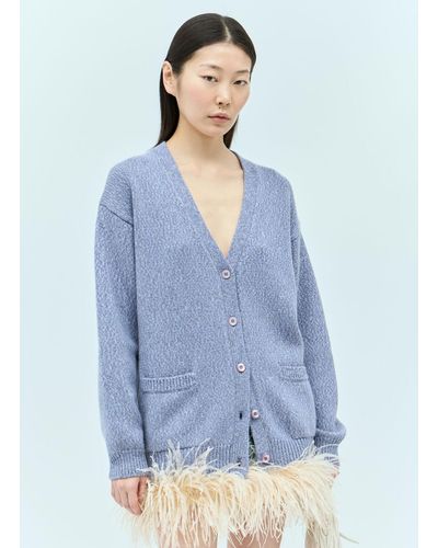 Miu Miu Cashmere And Wool Cardigan - Blue
