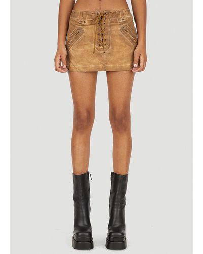 Guess USA Vintage Style Lace Up Skirt - Brown