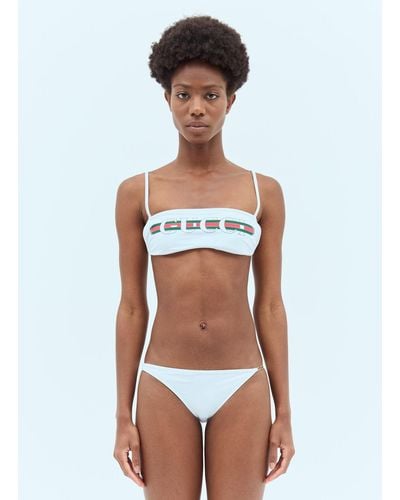Gucci Logo Print Bikini Set - White