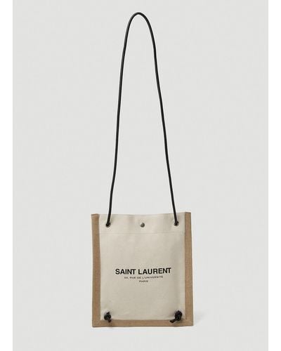 Saint Laurent Universite Flat Crossbody Bag - Natural