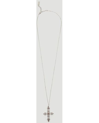 Saint Laurent Romantic Cross Pendant Necklace - White