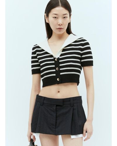 Miu Miu Cashmere Striped Top - Black