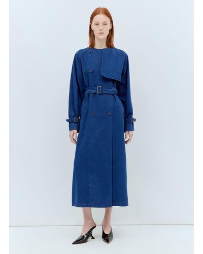 Max Mara Canvas Double-breasted Trench Coat - Blue