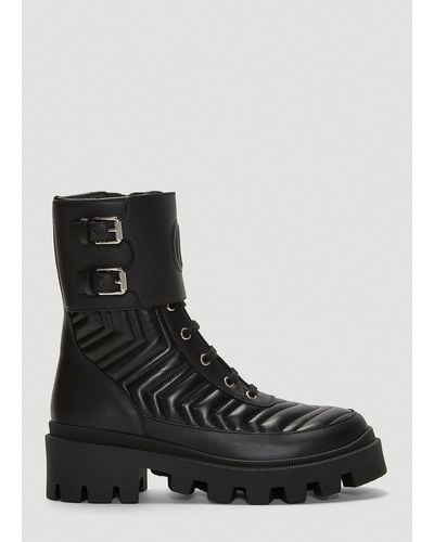 Gucci Frances Chevron-quilted Leather Heeled Biker Boots - Black