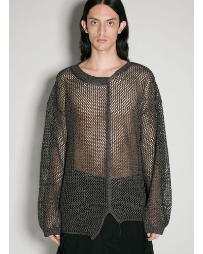 Yohji Yamamoto Uneven Open-knit Sweater - Gray