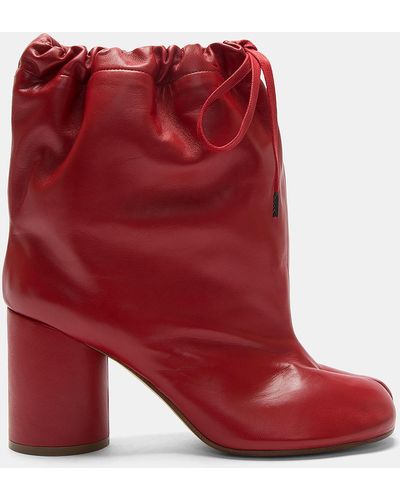 Maison Margiela Drawstring Tabi Boots In Red