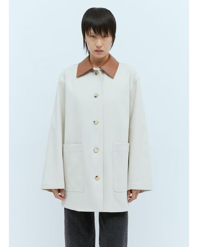 Totême Leather Collar Cotton-bar Jacket - White