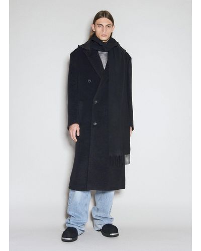 MM6 by Maison Martin Margiela Wool-blend Coat With Detachable Snood - Blue