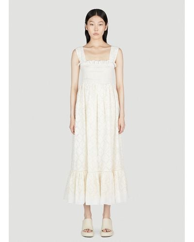 Gucci Double G Flower Broderie Anglaise Dress - White