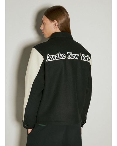 AWAKE NY Crown Varsity Jacket - Black