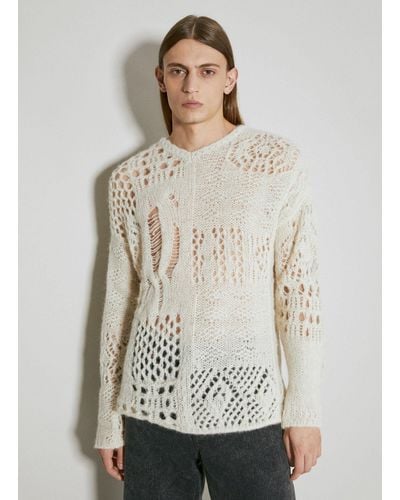 Our Legacy V Neck Crochet Sweater - Grey