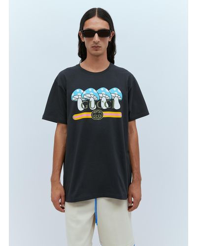 Gucci Mushroom-print Relaxed-fit Cotton-jersey T-shirt - Black