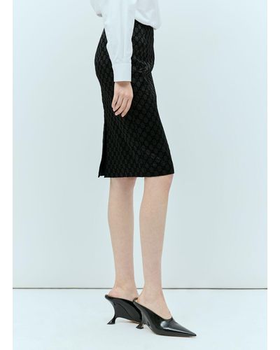 Gucci Gg Print Silk Duchesse Skirt - Black