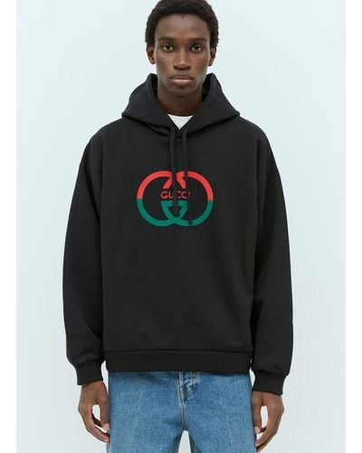 Gucci Logo Print Hooded Sweatshirt - Gray