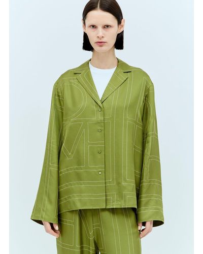 Totême Monogram Silk Pajama Shirt - Green