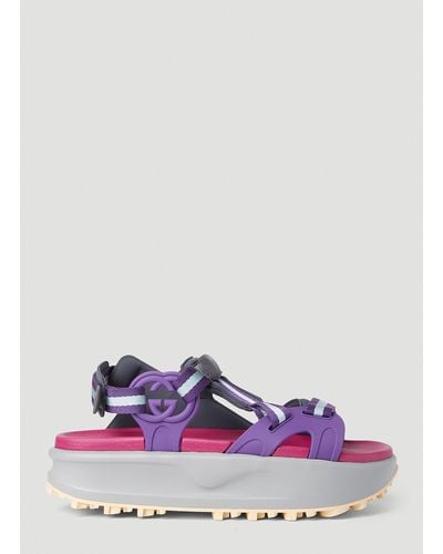 Gucci Colour Block Flatform Sandals - Purple
