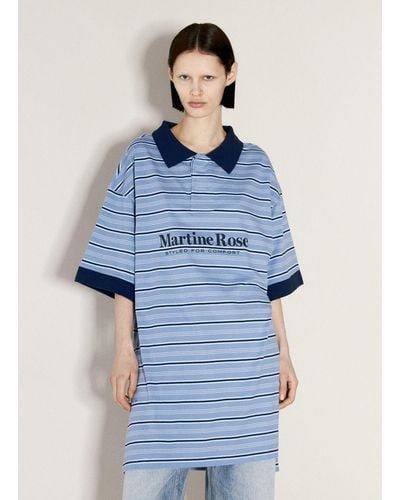 Martine Rose Striped Polo Shirt - Blue